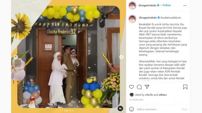 Chacha Frederica Ulang Tahun, Bupati Kendal Tulis Pesan Romantis Ini