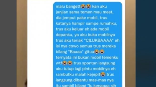 Curhatan wanita salah masuk mobil (TikTok)