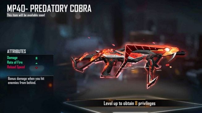 Skin senjata evo terbaik Free Fire, MP40 – Predatory Cobra. [Sportskeeda]