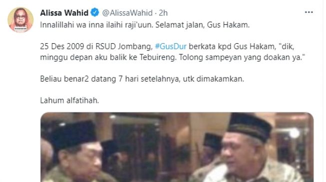 Inalillahi, Alissa Wahid Bagikan Kabar Duka