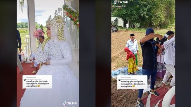 Viral Pengantin Menikah di Tengah Sawah (tiktok.com/@musyafirart)