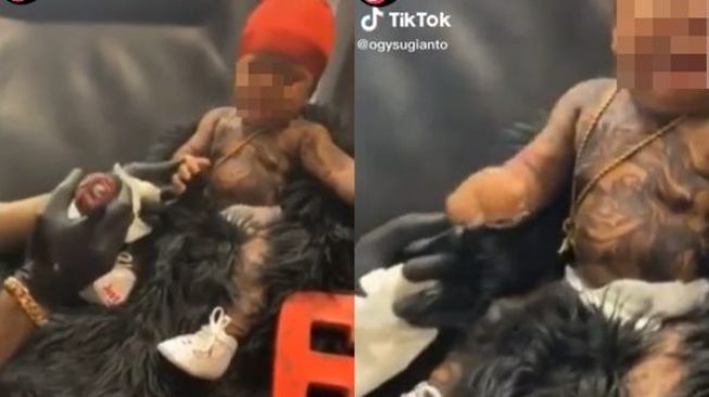 Viral Video Bayi Menangis Sekujur Tubuh Ditato, Warganet Murka: Pelanggaran HAM