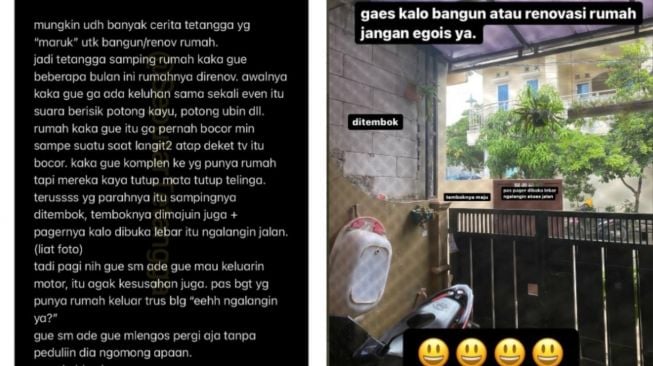 Viral Keluhan Tetangga Bangun Rumah Tanpa Peduli Sekitar, Pemilik Rumah (Twitter/@SeputarTetangga)