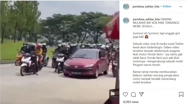 Aksi pemotor persekusi pemobil di jalan jadi sorotan publik (Instagram)