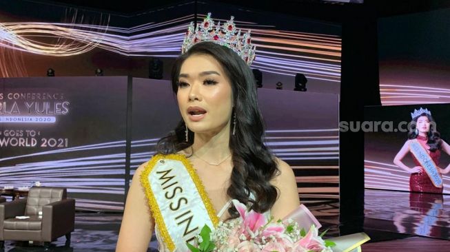 Carla Yules akan mewakili Indonesia di ajang Miss World 2021 yang berlangsung di Puerto Rico. [Yuliani/Suara.com]