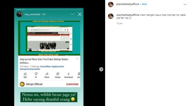 Instagram Story Risa Saraswati (instagram.com)