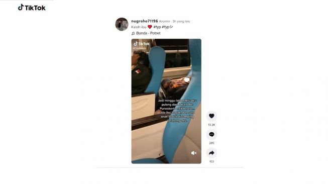 Perjuangan ibu duduk di bawah demi anaknya. [TikTok]