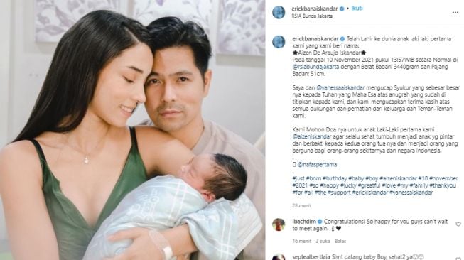 Erick Iskandar, istri dan sang putra (instagram.com)