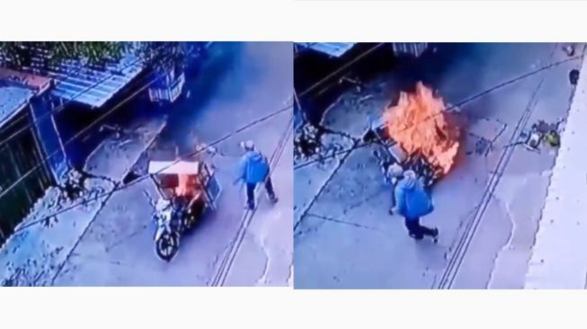 Viral Gerobak Bakso Terbakar Tak Ada yang Menolong, Publik: Semoga Rezekinya Diganti