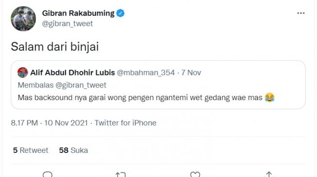 Gibran Rakabuming Raka diprotes warganet. [Twitter]