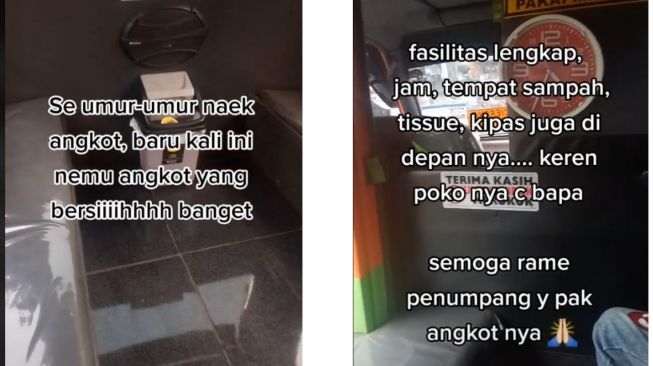 Angkot mewah dengan lantai sudah dipasang keramik layaknya di rumah (TikTok)