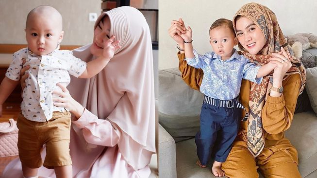 Adu Gaya Larissa Chou vs Henny Rahman Mengasuh Anak. (Instagram/@hennyyrahman/@larissachou)