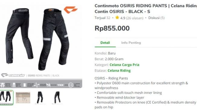 Detail Outfit Jokowi di Sirkuit Mandalika (tangkap layar tokopedia.com)