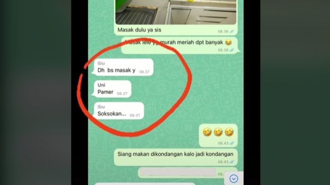 Wanita 'diserang' mertua dan ipar seusai bagikan foto di grup WA (tiktok)