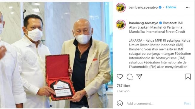 Bambang Soesatyo akan memberikan solusi terkait Marshal di Sirkuit Mandalika (Instagram)