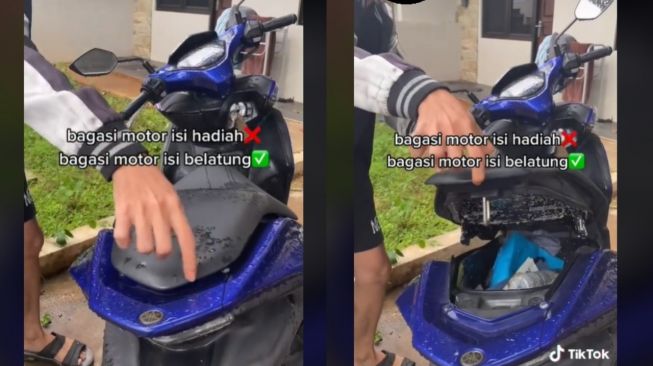 Viral Video Pria Kaget saat Buka Bagasi Sepeda Motor, Isinya sampai Bikin Muntah