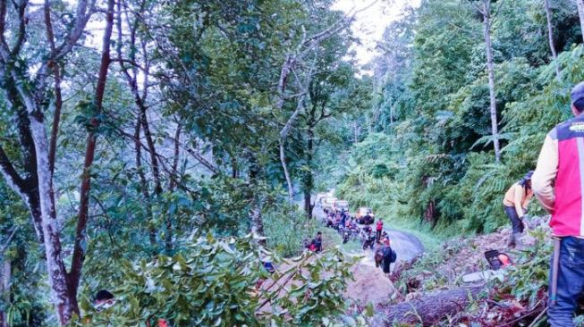 Longsor Juga Putuskan Jalan Penghubung Cianjur -  Kabupaten Bandung