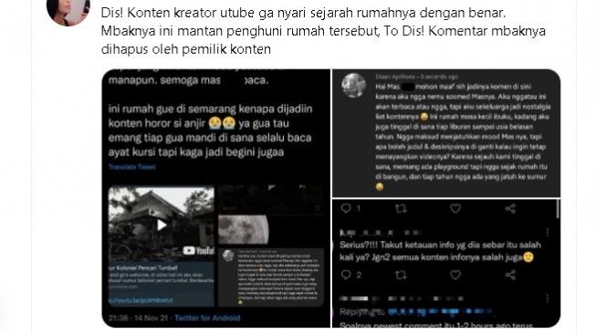 Wanita protes rumah masa kecil ibunya dijadikan konten horor (twitter)