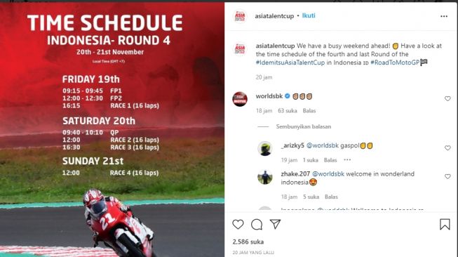 Jadwal IATC 2021 Sirkuit Mandalika (Instagram)