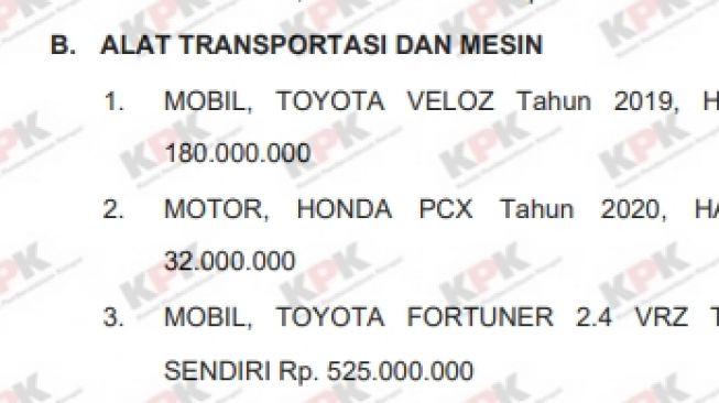 Koleksi kendaraan Dudung Abdurachman (ELHKPN)