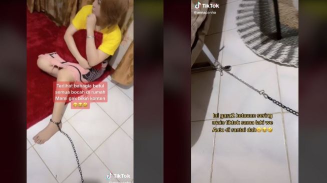 Viral Suami Merantai Istri karena Sering Main TikTok (tiktok.com/@annapanho)