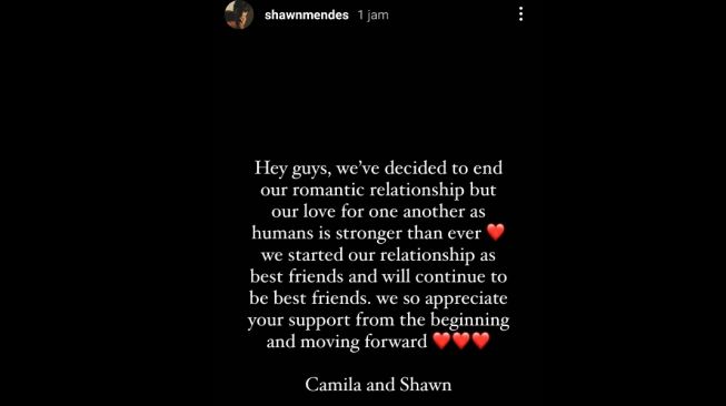 Shawn Mendes umumkan putus dari Camila Cabello [Instagram/@shawnmendes]