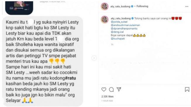 Aty Kodong dihujat warganet [instagram]