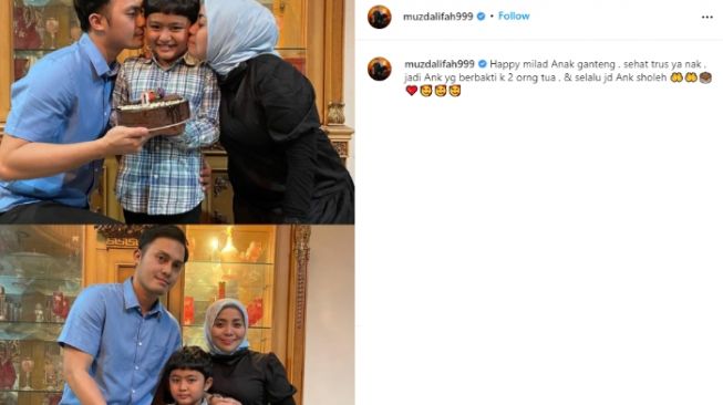 Muzdalifah merayakan ulang tahun anak. (Instagram)