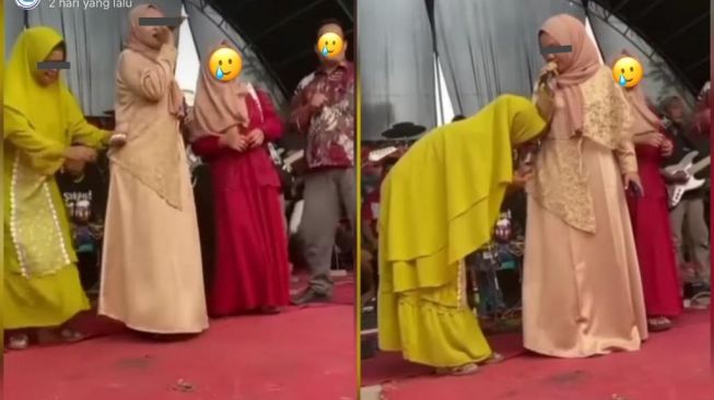 Bikin Gregetan, Viral Video Gelang Ibu-ibu Nyangkut di Baju Penyanyi Dangdut