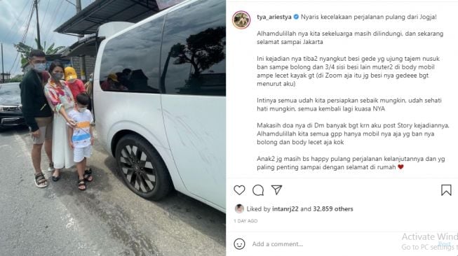 Tya Ariestya nyaris alami kecelakaan mobil [Instagram/@tya_ariestya]