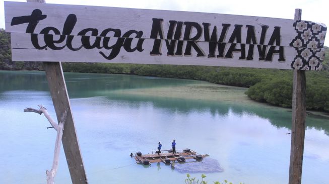 Wisatawan berkunjung ke Telaga Nirwana di Desa Oeseli, Kabupaten Rote Ndao, NTT, Jumat (19/11/2021). [ANTARA FOTO/Kornelis Kaha]