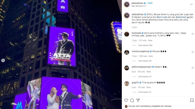 Atta Halilintar mejeng di billboard Time Square (instagram.com)