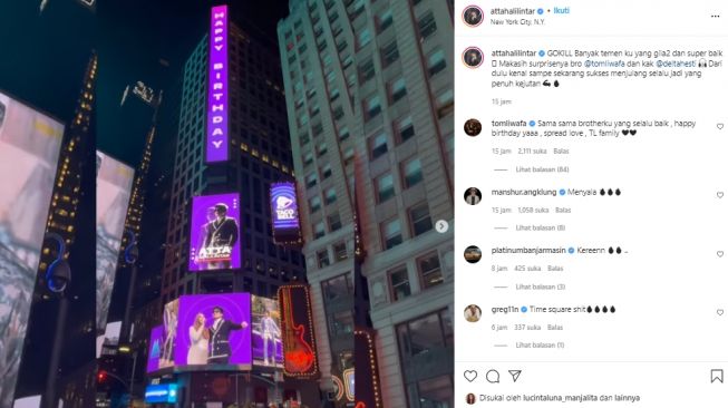 Atta Halilintar mejeng di billboard Time Square (instagram.com)