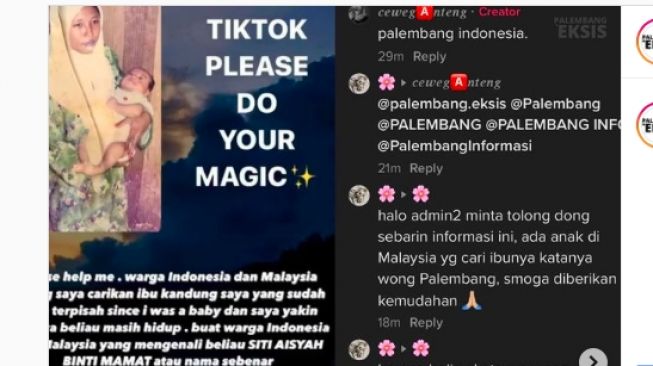 Viral Gadis Malaysia Cari Ibu, Terpisah Sejak Bayi dan Berasal dari Palembang