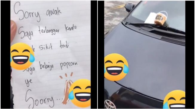 Mobil Disenggol Orang, Pelaku Kabur Beri Makanan Ini Sebagai Permintaan Maaf (Twitter/@ndagels)