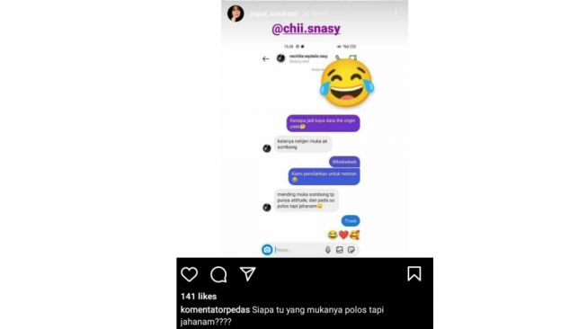 Adik Vanessa Angel diduga sindir Fuji (instagram.com)