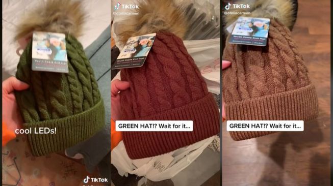 Viral Topi Ilusi Optik, Warna Berubah dari Hijau ke Cokelat (tiktok.com/@oteliacarmen)