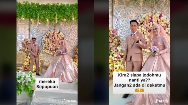 Viral Pasangan Pengantin Tetangga dan Sepupuan (tiktok.com/@aulia_muslimah_wedding)