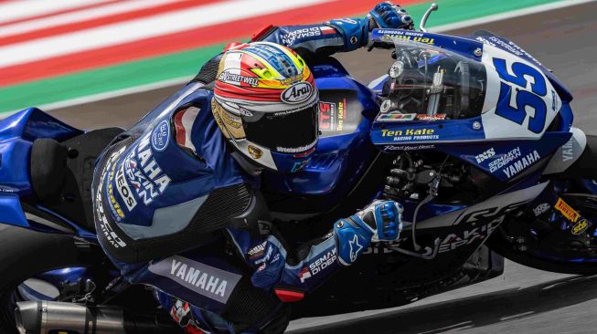 Galang Hendra Pratama  tampil di home race Sirkuit Mandalika [PT Yamaha Indonesia Motor Manufacturing].