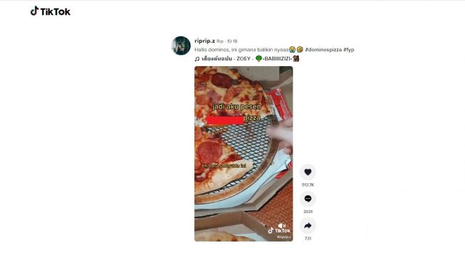 Menemukan hal tak terduga di pizza. [TikTok]