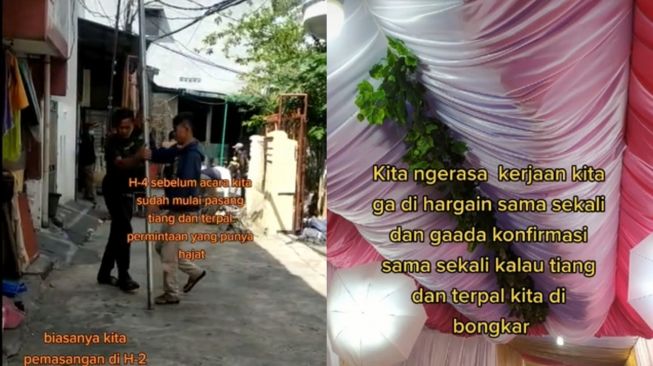 Tenda pernikahan diganti pakai tenda RT. (Tiktok)