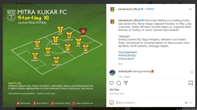 Duel Lawan Kalteng Putra, Laga Menentukan Bagi Mitra Kukar