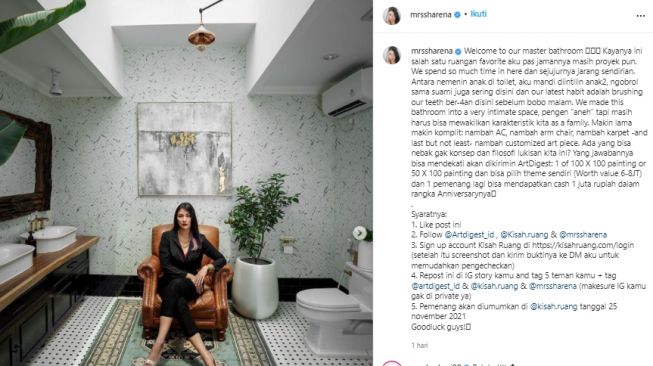 Kamar mandi Sharena Delon (instagram.com)