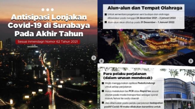 Catat! Daftar Larangan Tahun Baru 2022 dan Natal 2021 di Surabaya
