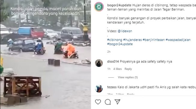 Viral Jalan Raya Tegar Beriman Bogor Banjir, Banyak Pengendara Berjatuhan