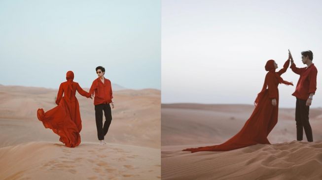 Potret Dinda Hauw dan Rey Mbayang Liburan di Dubai. (Instagram/@rey_mbayang)
