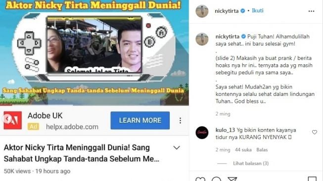 Unggahan Nicky Tirta [Instagram/@nickytirta]