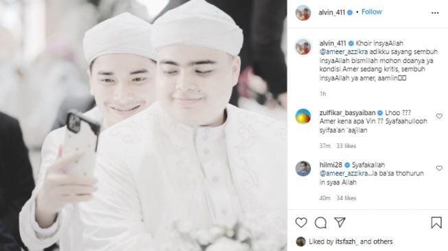 Alvin Faiz kabarkan sang adik kritis (instagram.com)