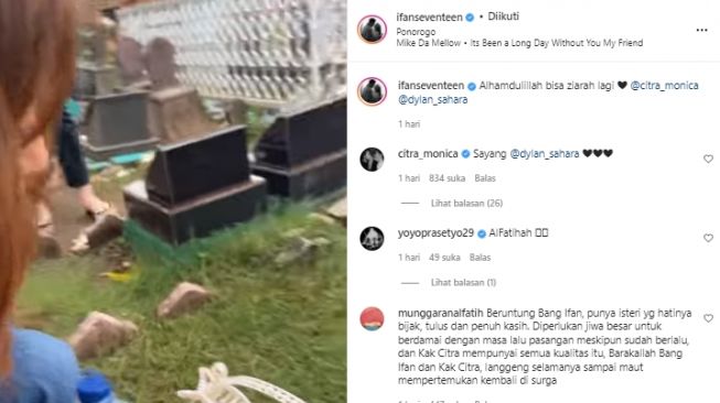 Momen Ifan Seventeen dan Citra Monica ziarah ke makam Dylan Sahara (instagram.com)