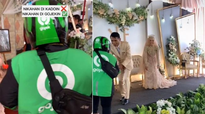 Heboh Ada Ojol Antar Minuman di Acara Pernikahan, Pengantin Pria Syok